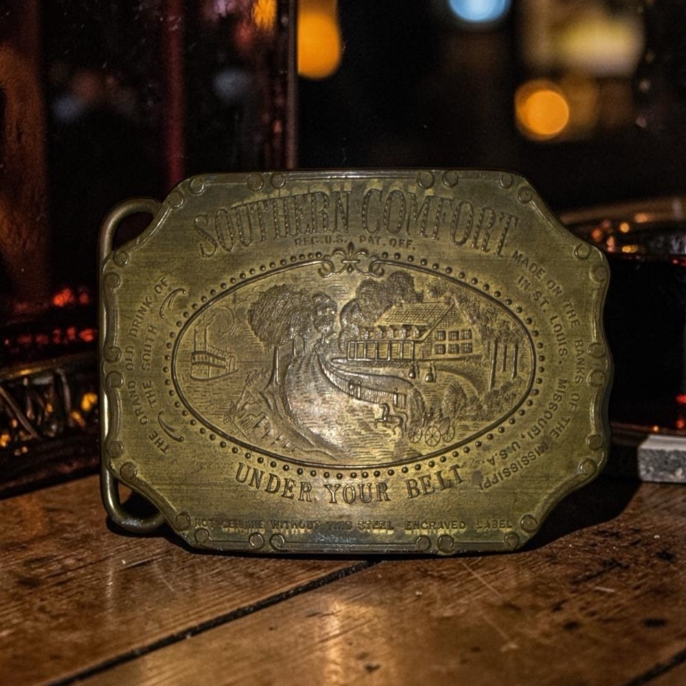 Vintage 1970’s Southern Comfort Brass Belt Buckle
